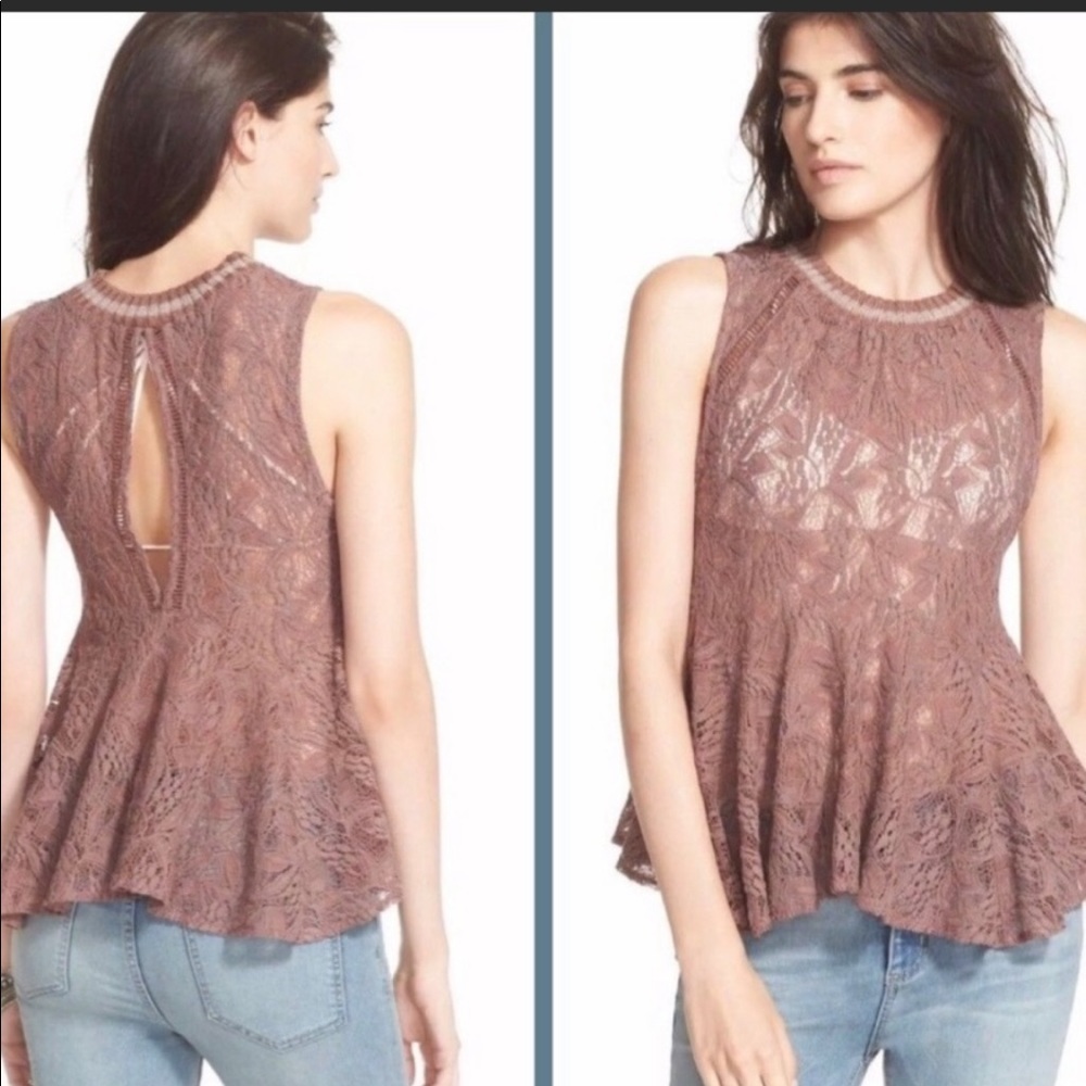 Free people knit eyelet lace crop top